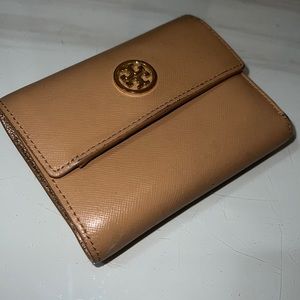 Tory Burch Beige Trifold Wallet with coin compartment